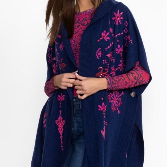 NWT Johnny Was Biya JW Workshop The Classic Cape Embroidered Hooded O/S One Size - Picture 1 of 10